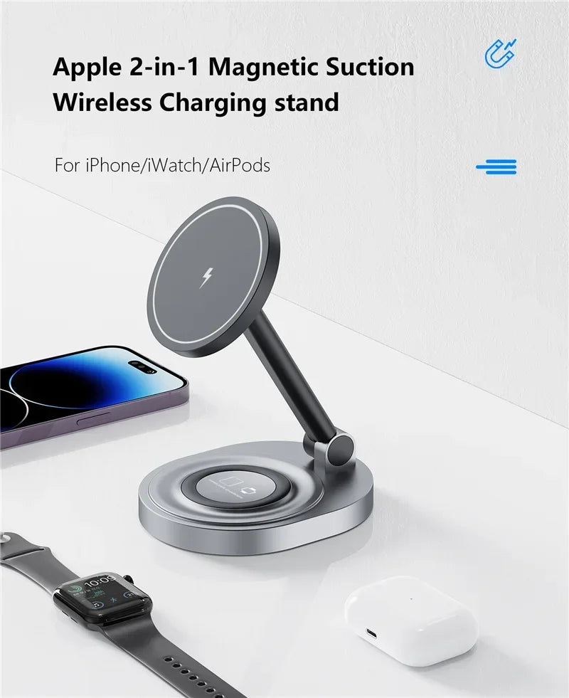 3 In 1 Magnetic Wireless Charger Stand Pad For Magsafe iPhone 16 15 14 13 12 Pro Max Apple Watch Airpods Fast Charging Station