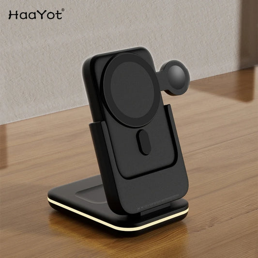 Magnetic Wireless Charging Station 3 in 1 5000mAh Portable Power Bank for iPhone