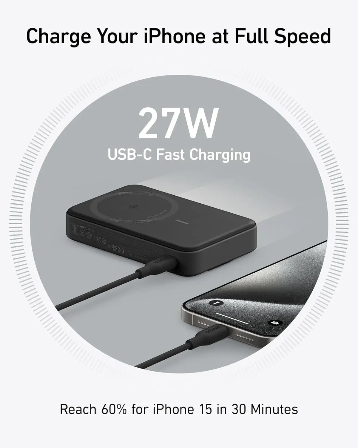 Anker MagGo Power Bank 10000mAh Qi2 Certified 15W Ultra-FastPortable Battery Pack for iPhone