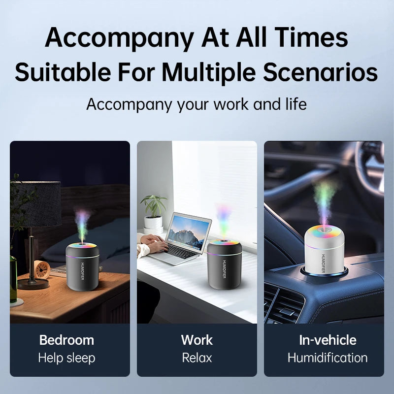 Mini Air Humidifier USB Electric Aroma Diffuser Essential Oil Purifier Aromatherapy Mist Maker Lights For Car Home Bedroom