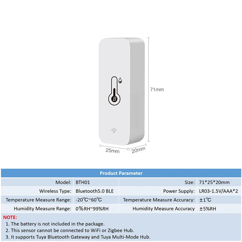 Bluetooth Smart Temperature Humidity Sensor | Indoor Hygrometer | Works With Alexa and Google Home