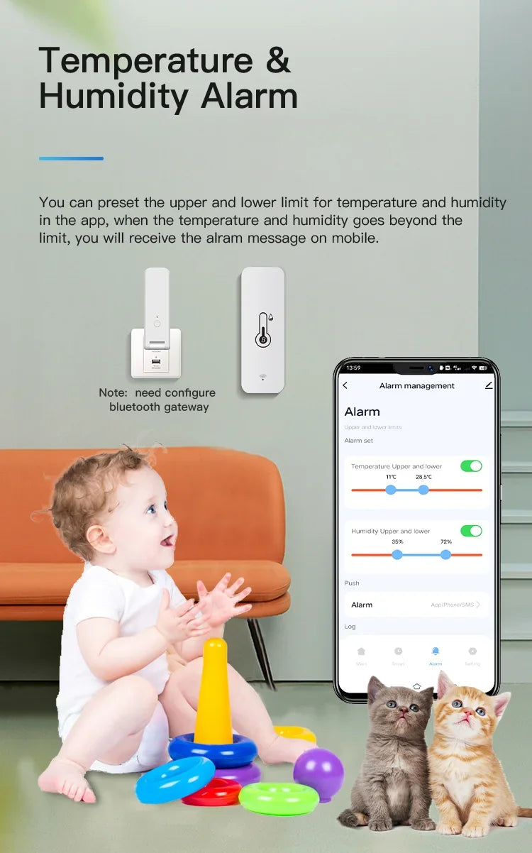 Bluetooth Smart Temperature Humidity Sensor | Indoor Hygrometer | Works With Alexa and Google Home