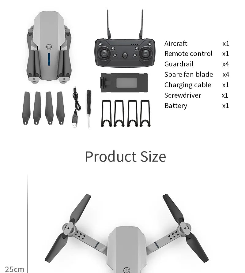 E88 Pro WIFI FPV Drone Wide Angle HD 4K 1080P Camera Height Hold RC Foldable Quadcopter