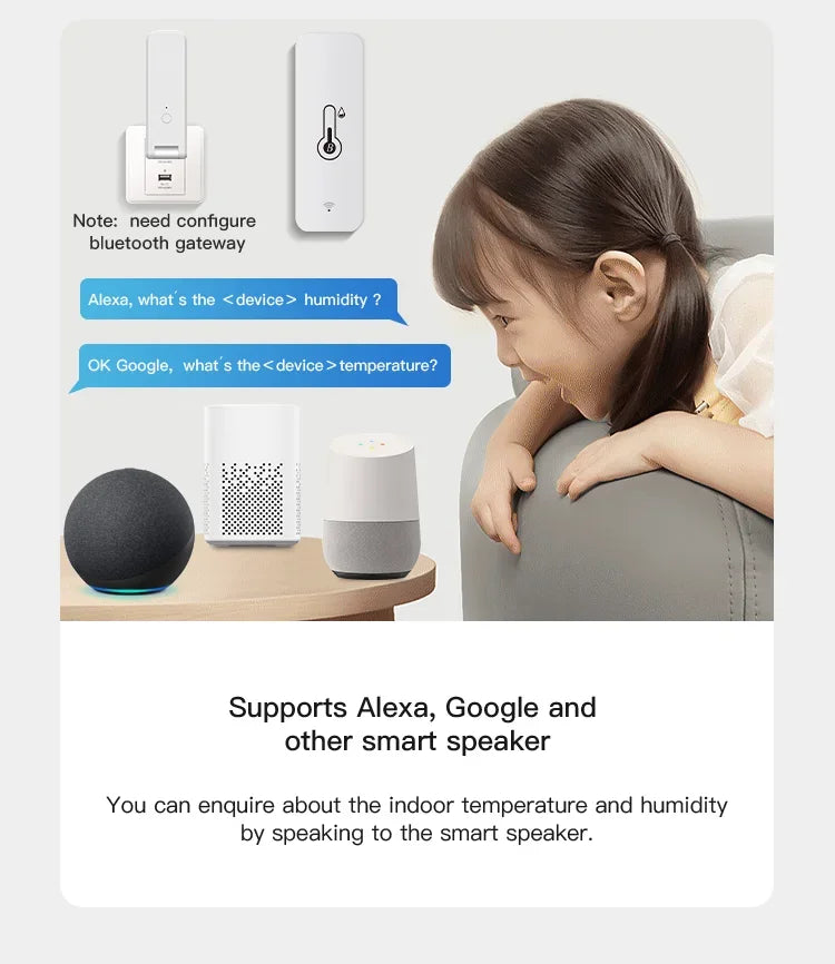 Bluetooth Smart Temperature Humidity Sensor | Indoor Hygrometer | Works With Alexa and Google Home