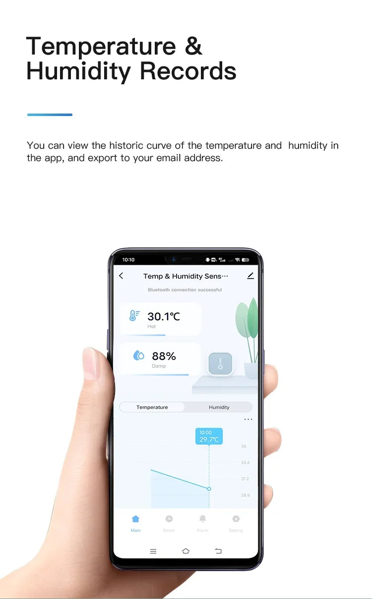 Bluetooth Smart Temperature Humidity Sensor | Indoor Hygrometer | Works With Alexa and Google Home